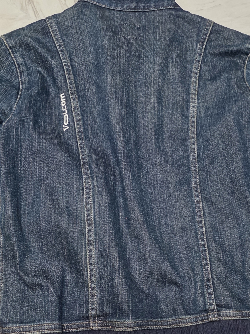 Volcom Dark Blue Denim Jacket - Embroidered Logo
